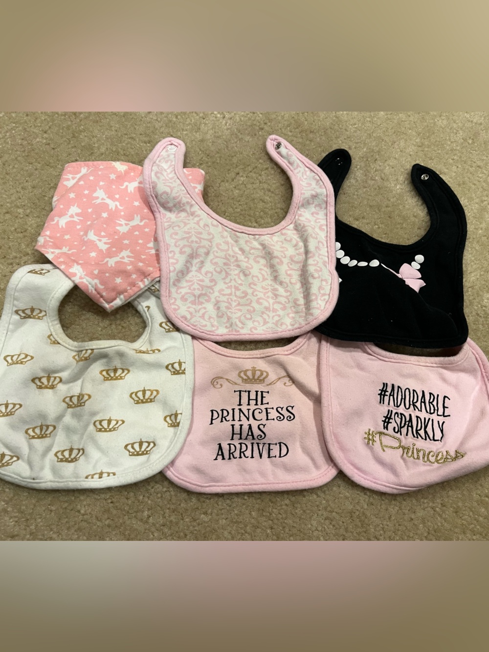 Baby Bibs Set - Pink, Black & White Printed Bibs